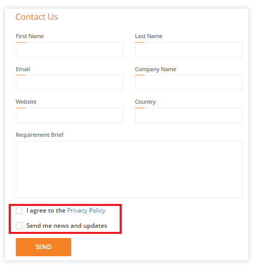 Web form privacy policy