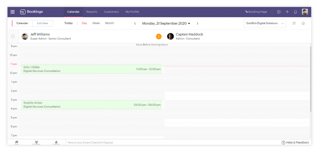 Check your Zoho CRM calendar for appointment schedules synced with your Zoho CRM