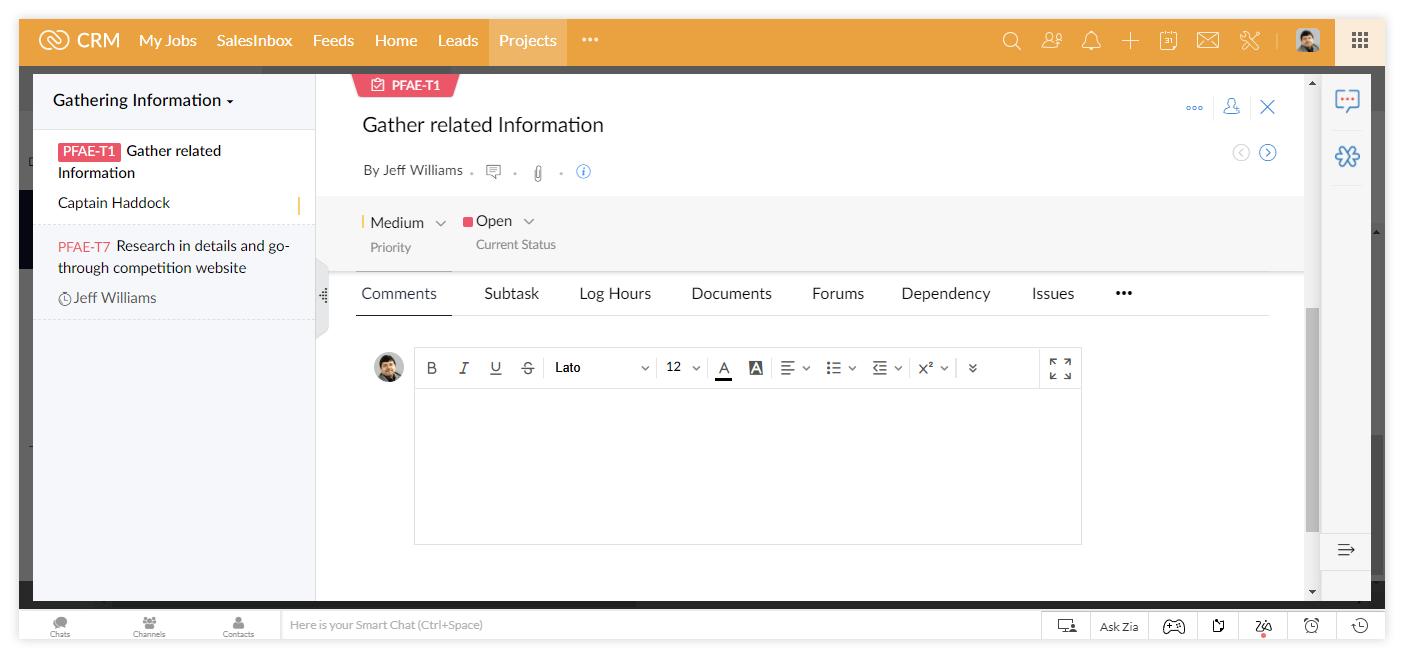 Extra notes and functions for more details under Task information