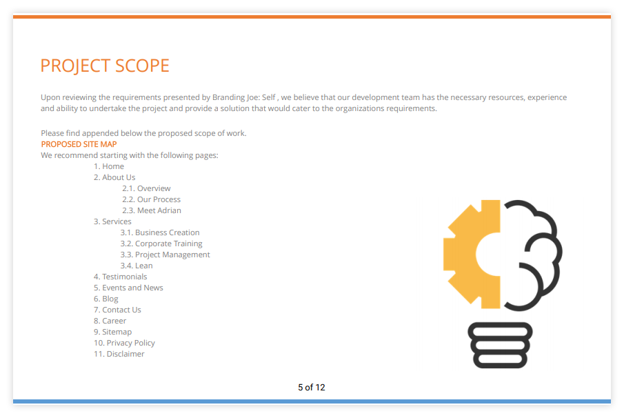 The scope of work in proposal