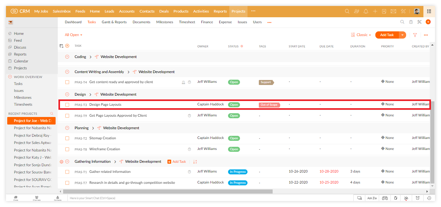 Defining Out-of-Scope tasks