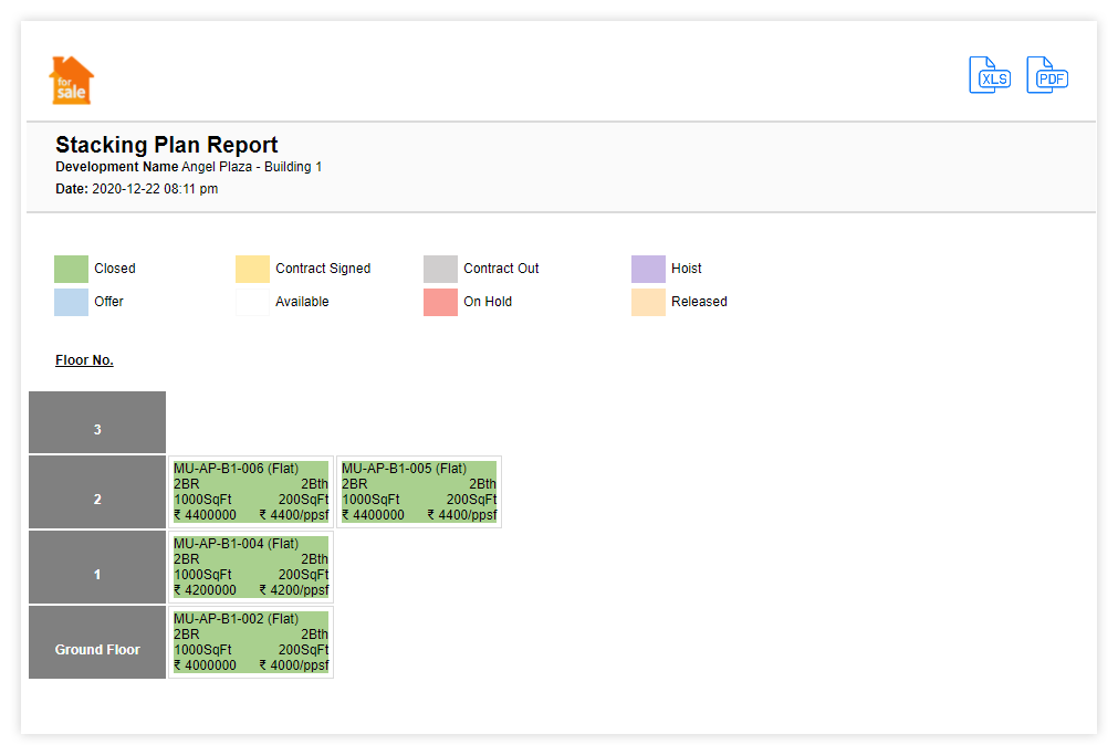 Real Estate Developer CRM: Stacking Plan Report