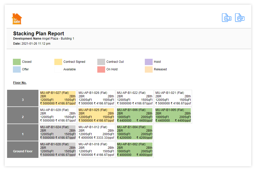 Stacking Plan for checking Property availability