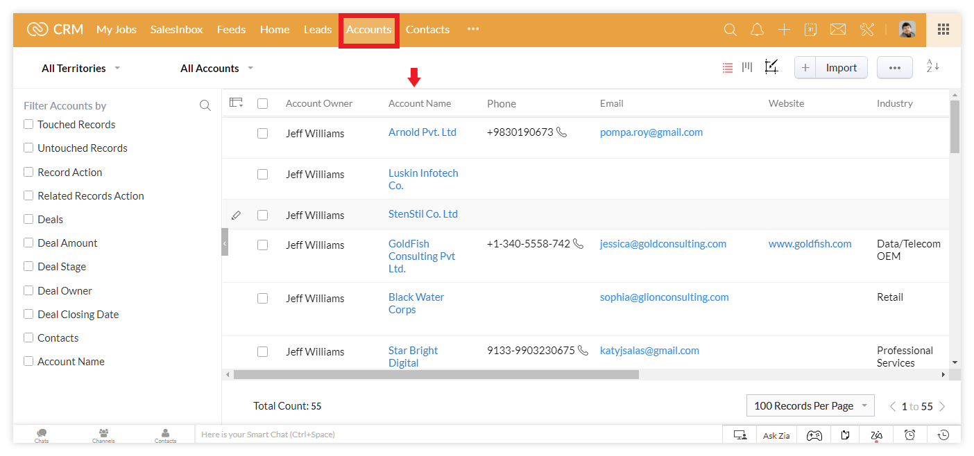 Zoho CRM: Account