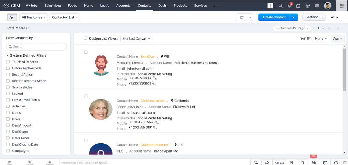 What Are Contacts And How To Manage Them In Zoho CRM?
