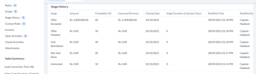 accounts in zoho