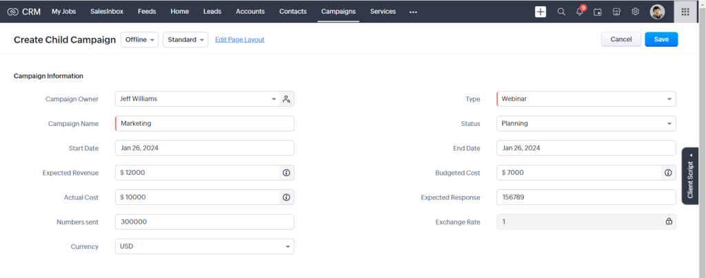 campaigns in zoho crm