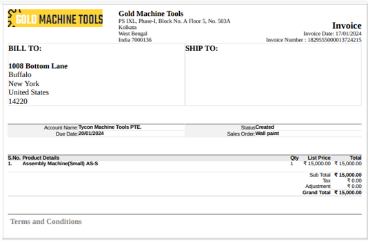 invoice in zoho crm