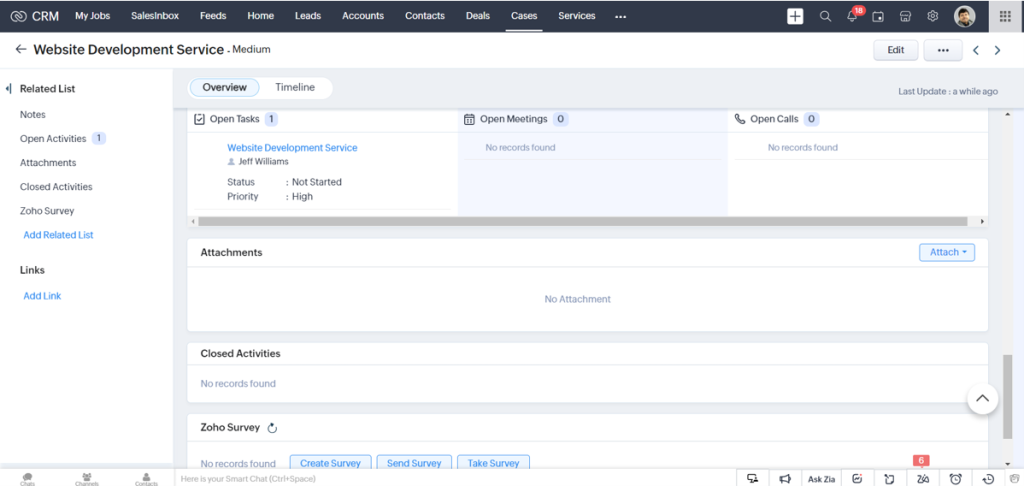 cases in zoho crm