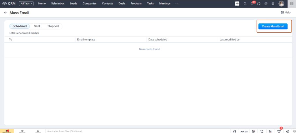 Create and Schedule Mass Email in Zoho CRM