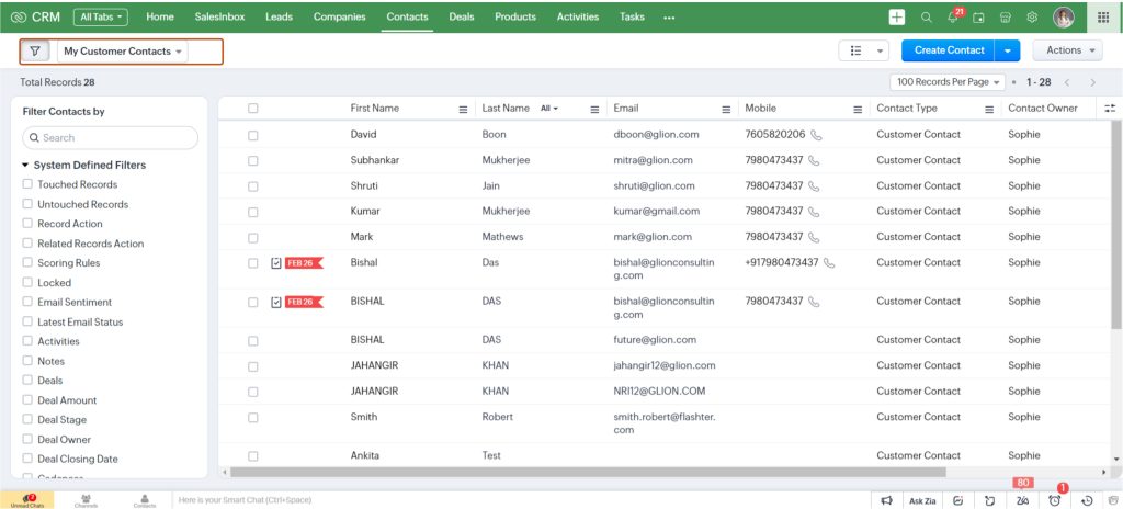 Custom View in Zoho CRM