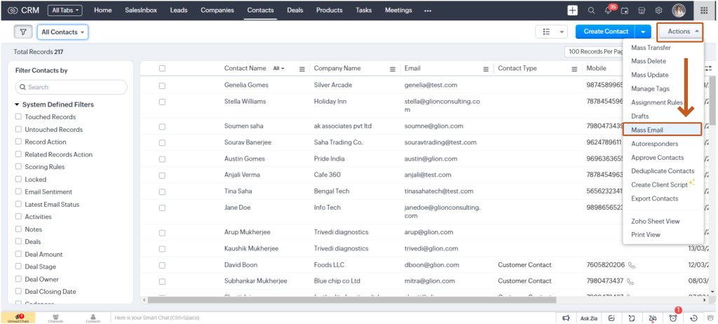 Schedule Mass Email in Zoho CRM