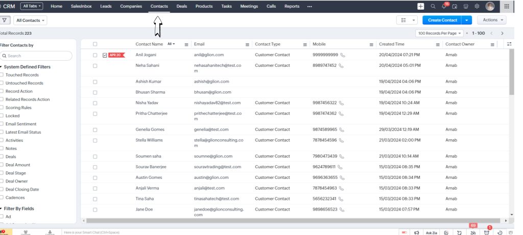 Select Module in Zoho CRM