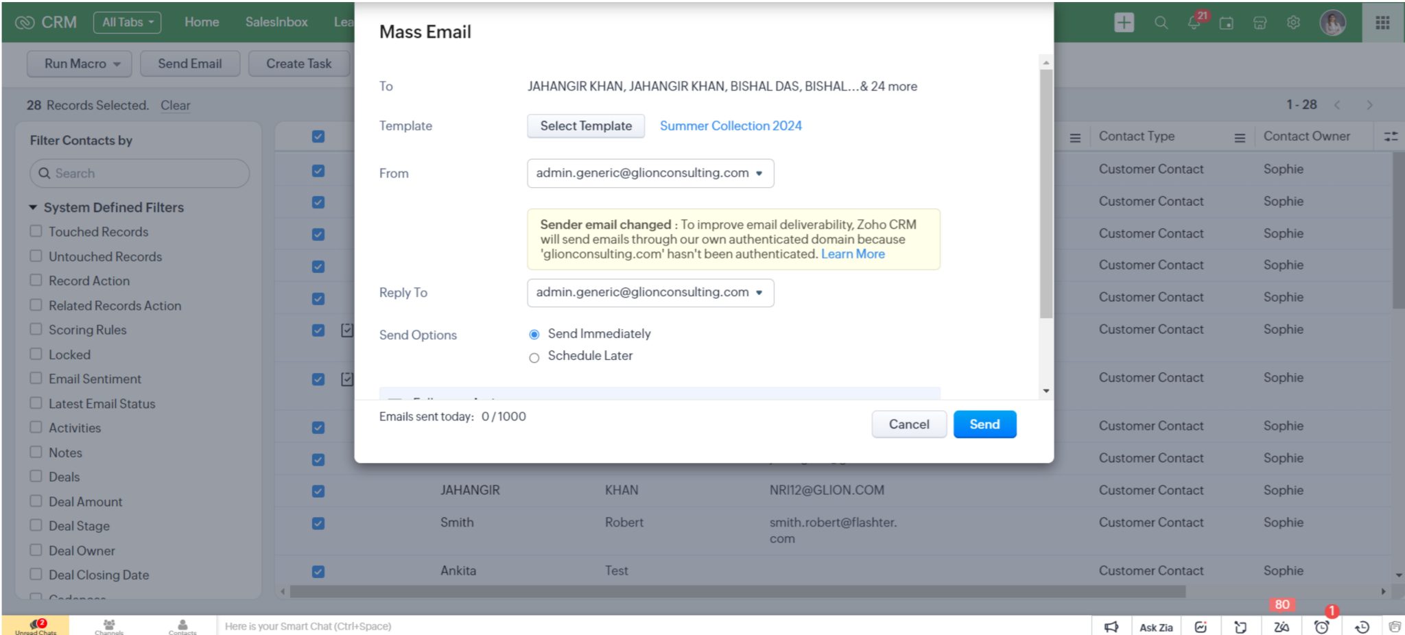 How to Mass Email in Zoho CRM