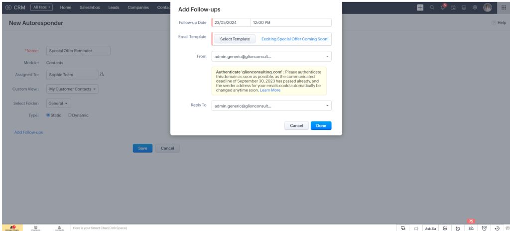 Add Follow-ups for autoresponders