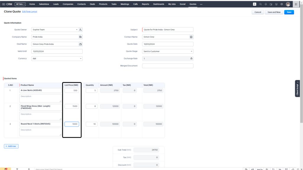 Edit Record in Zoho CRM