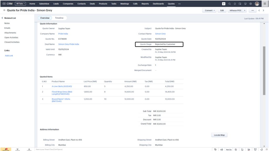 Select record to clone in Zoho CRM