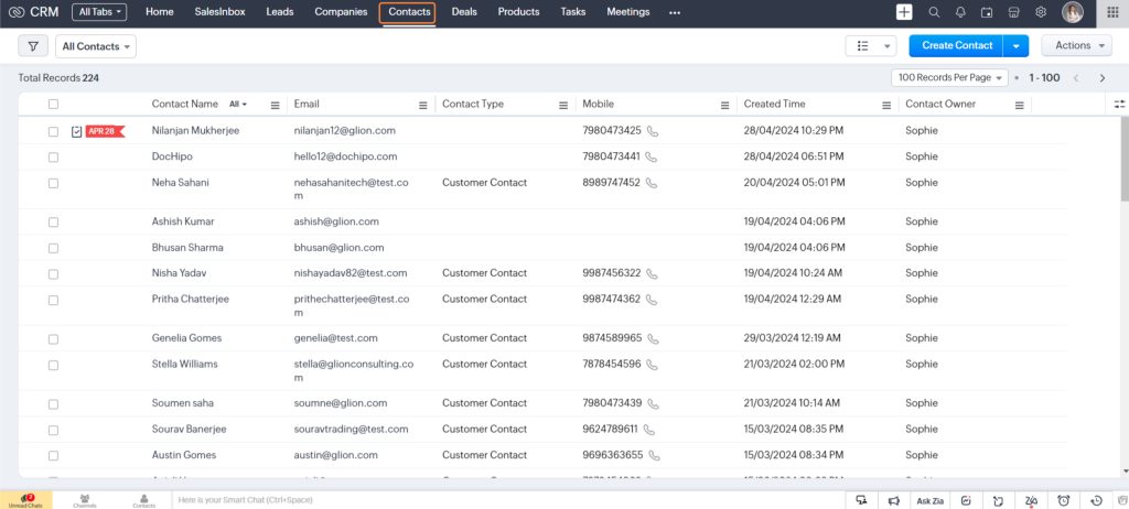 Select Module in Zoho crm