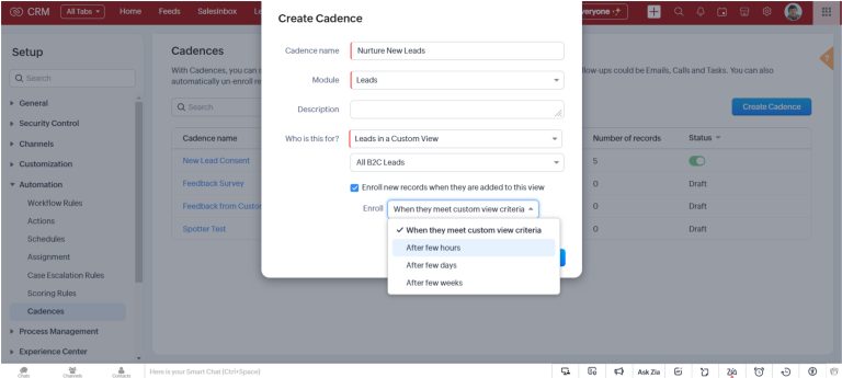 How to Setup Cadences in Zoho CRM