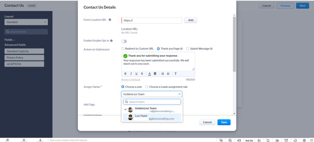 Custom Zoho CRM
