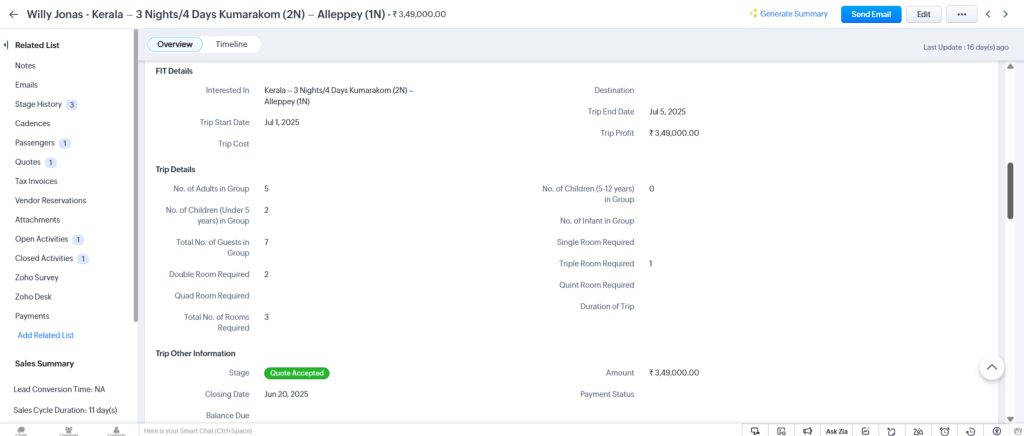 Manage Trips with Zoho Travel Agency CRM
