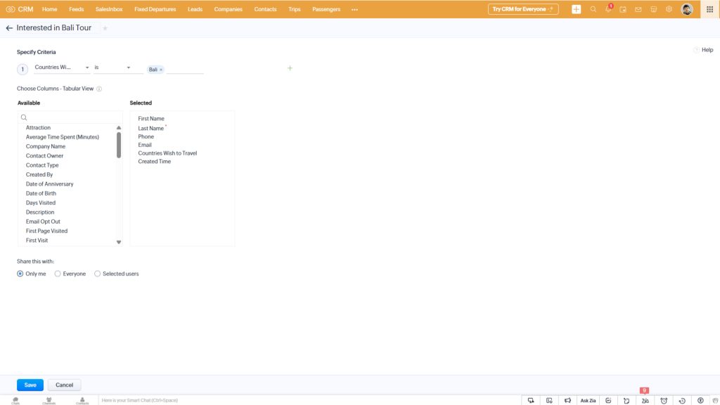 Custom Views and Filters in Zoho CRM