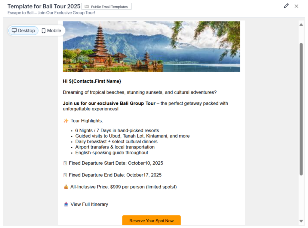 Email Template in ZohoCRM