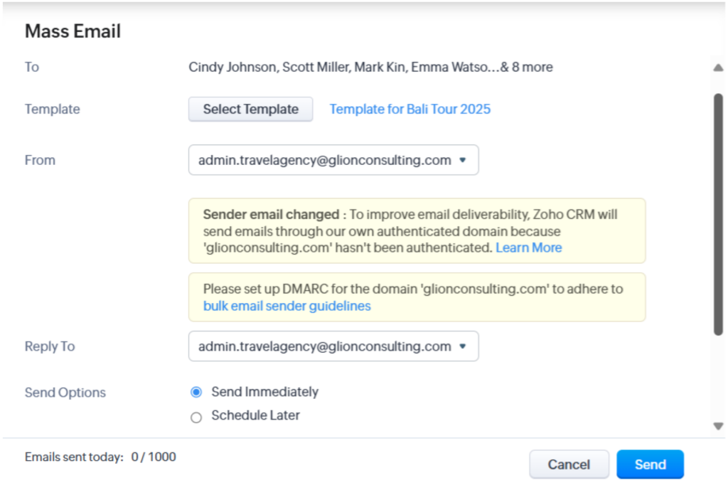Mass Email in Zoho  CRM