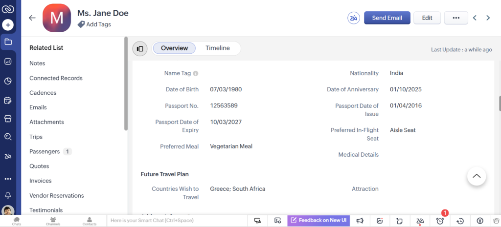 Manage customers with Travel Agency CRM