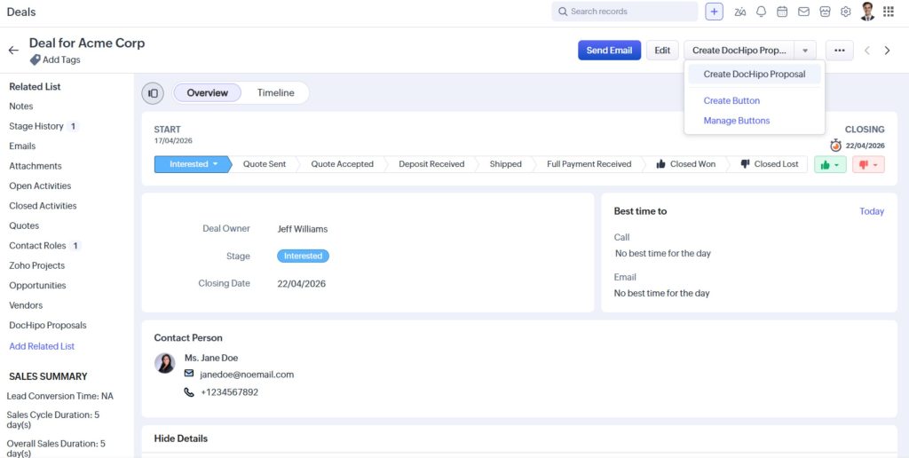 Create Client Ready Proposals with Zoho CRM