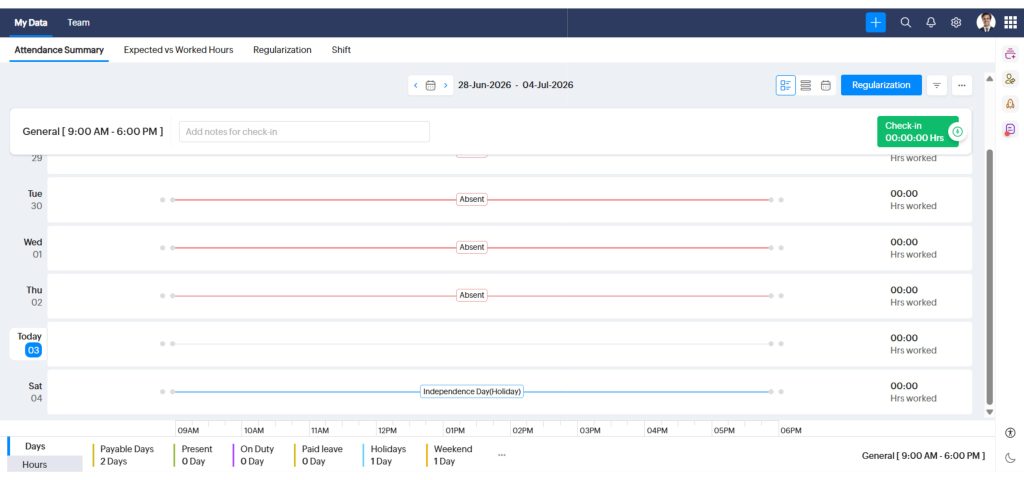 Attendance Management in Zoho People