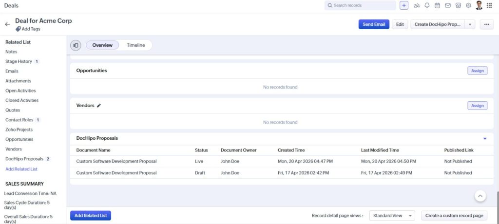 client management in zoho crm